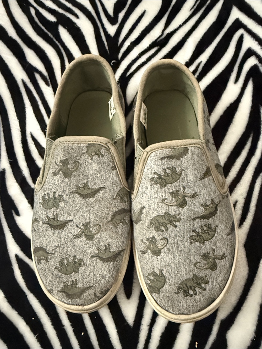 Carter's Grey Slip-On Sneakers with Dinosaur Print